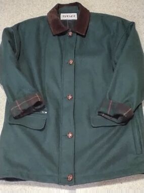 Vintage 90s Trendz Wool Chore Jacket Green Plaid Lined Barn Coat Women's Medium